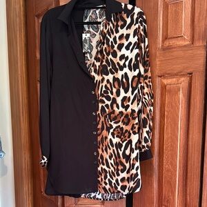 Stylish Black and Leopard Print Dress